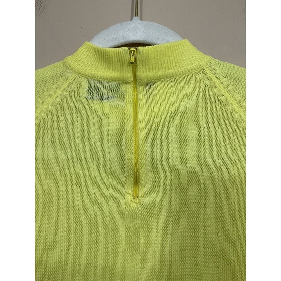 VTG Jane Hunter Womens Mock Neck Sweater S Yellow 60s Lightweight Preppy Retro - Picture 3 of 6